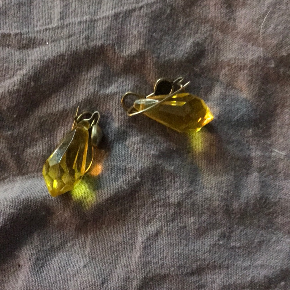 Yellow glass vintage earrings